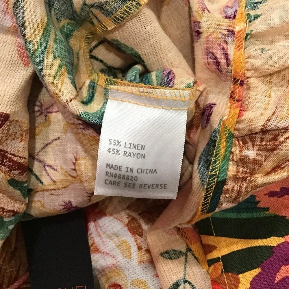 Rachel Roy Linen Skirt Set 3 Blouse Maxi Skirt Belt Floral Vacation Outfit Small